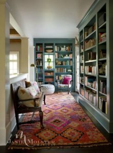 Built in book shelves and reading nook.