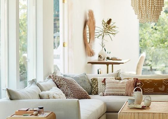 Light filled room with pale colors and soothing textures
