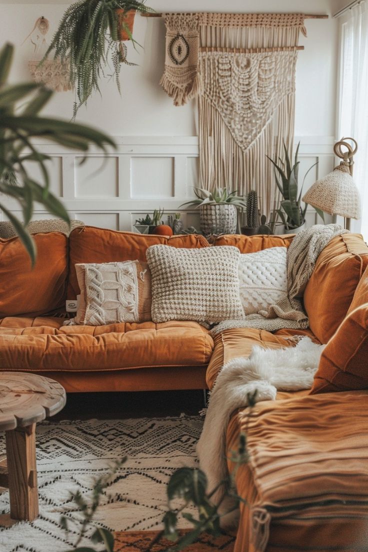 Bohemian style living room repurposing old vintage furniture.