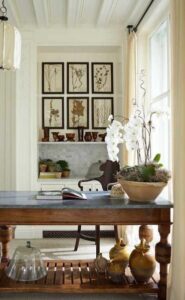 Pine work table with zinc tops