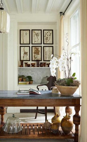 Pine work table with zinc tops